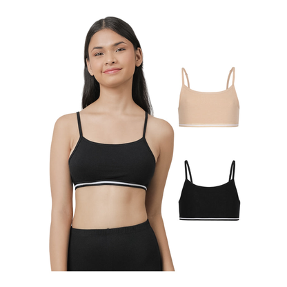 Beginners Bra - Black & Nude (Pack of 2)