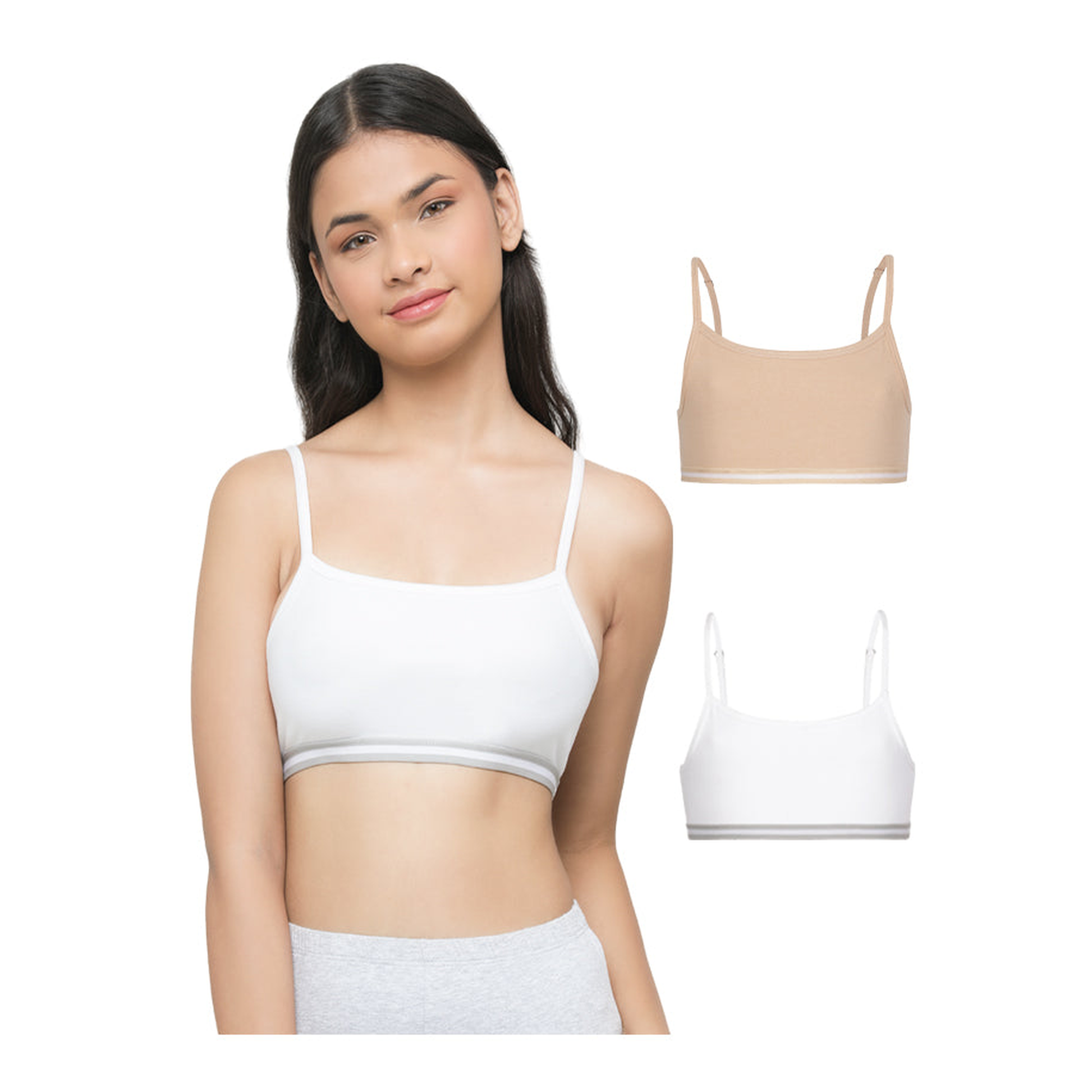 Beginners Bra - White & Nude (Pack of 2)