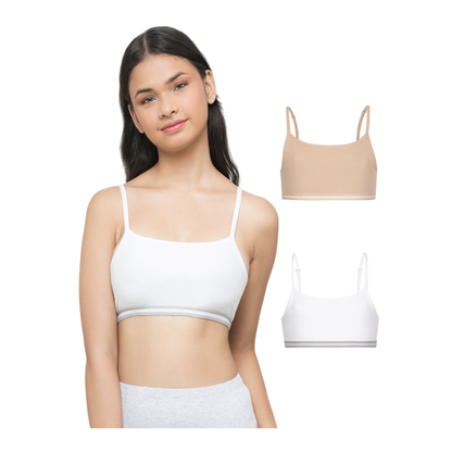 Beginners Bra - White & Nude (Pack of 2)
