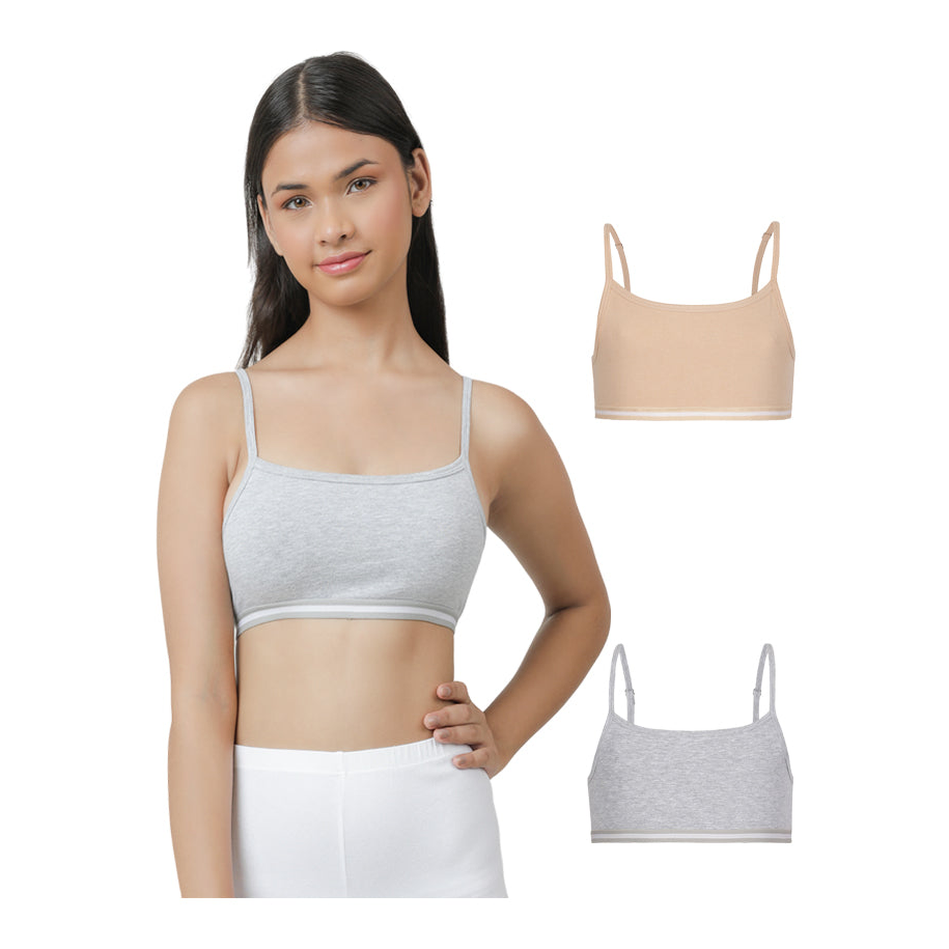 Beginners Bra - Grey & Nude (Pack of 2)