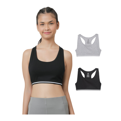 Sports Bra - Grey and Black (Pack of 2)
