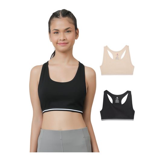 Sports Bra - Beige and Black (Pack of 2)