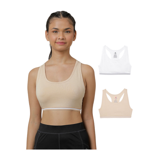 Sports Bra - White & Nude (Pack of 2)