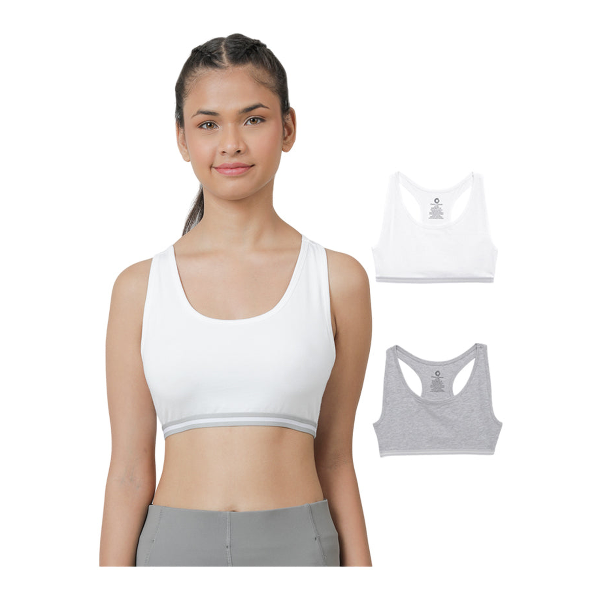 Sports Bra - White & Grey (Pack of 2)
