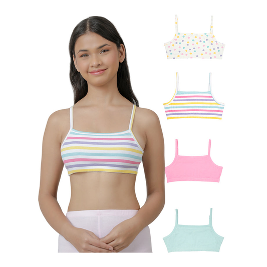 Beginners Bra - Polka Dot & Stripes Printed Pack of  4