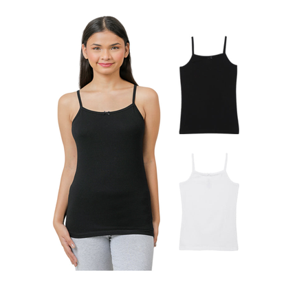 Girls' Cami Vests - Black And White Combo Pack of 2
