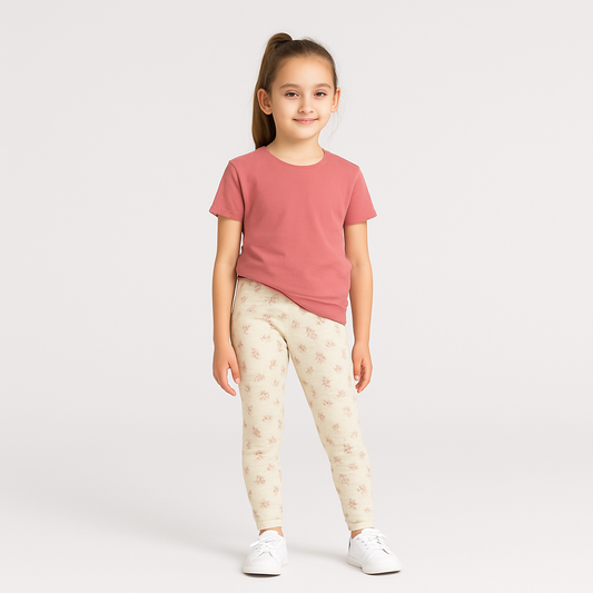 CharmnCherish Girls' Floral Print Leggings Pack of 1