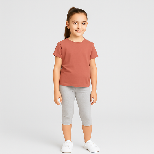 CharmnCherish Girls' 3/4th Legings Pack Of 1_ Grey Melange