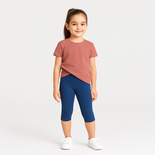 CharmnCherish Girls' 3/4thLeggings Pack Of 1_Navy Blue