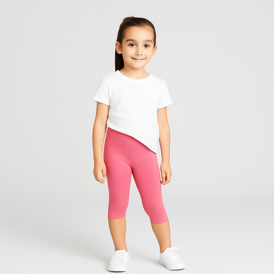 CharmnCherish Girls' 3/4thLeggings Pack Of 1_Pink