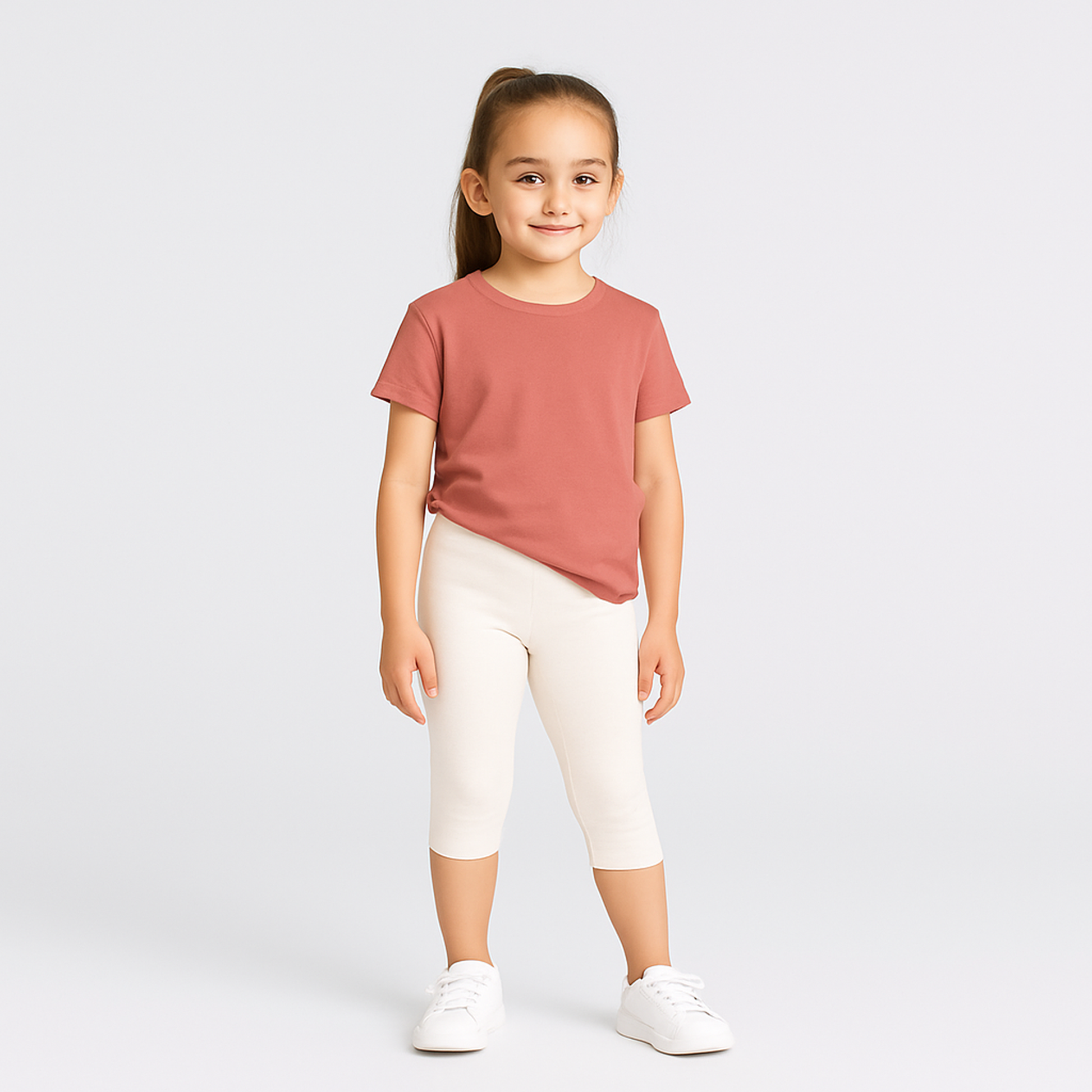 CharmnCherish Girls' 3/4th Leggings Pack Of 1_Off White