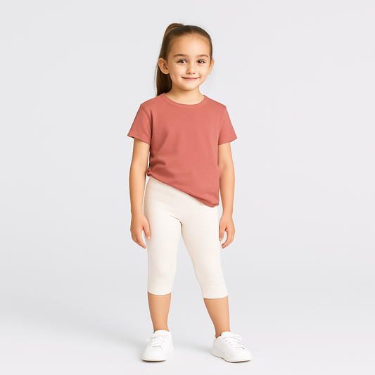 CharmnCherish Girls' 3/4th Leggings Pack Of 1_Off White
