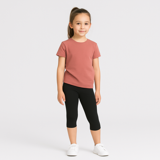CharmnCherish Girls' 3/4th Leggings Pack Of 1_Black