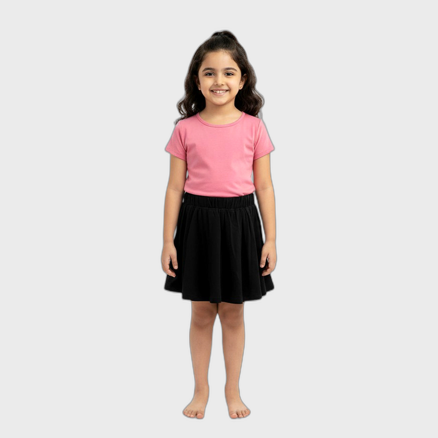 CharmnCherish Girls' Cotton Skirt With Shorts - Solid - Black (Pack of 1)