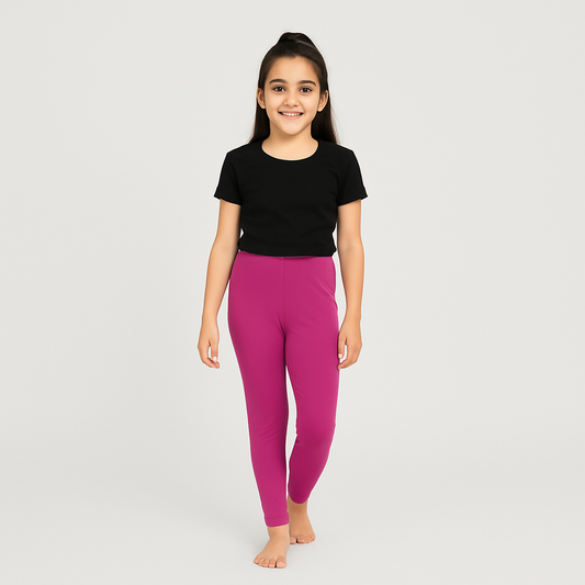 CharmnCherish Girls' Leggings Solid Dark Pink Color Pack Of 1
