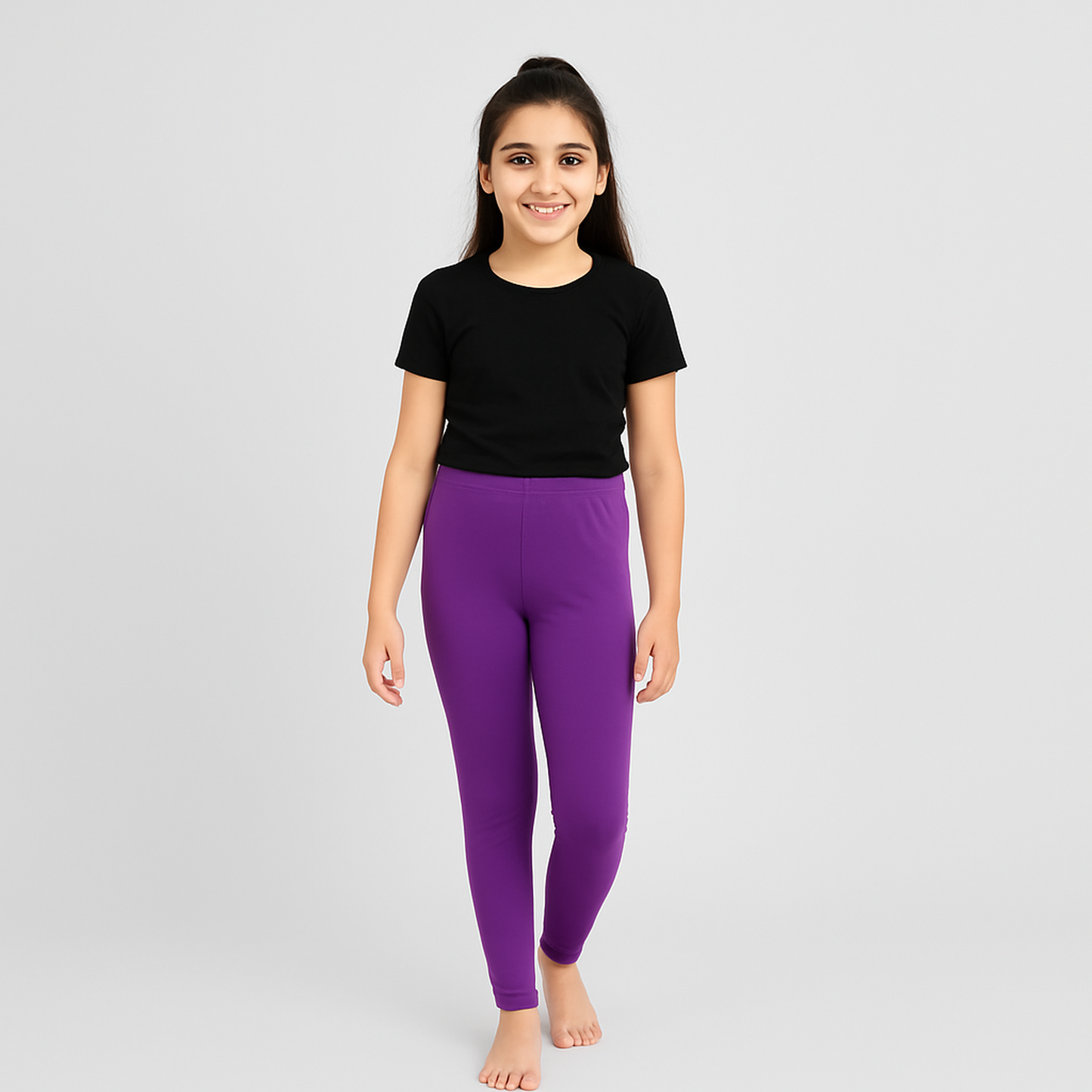 CharmnCherish Girls' Leggings Solid Purple Color Pack Of 1