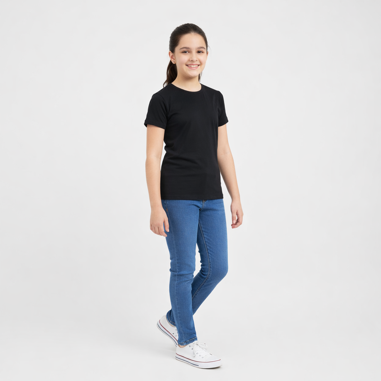 CharmnCherish Girls' Cotton Short Sleeve T-Shirt - Black (Pack of 1)