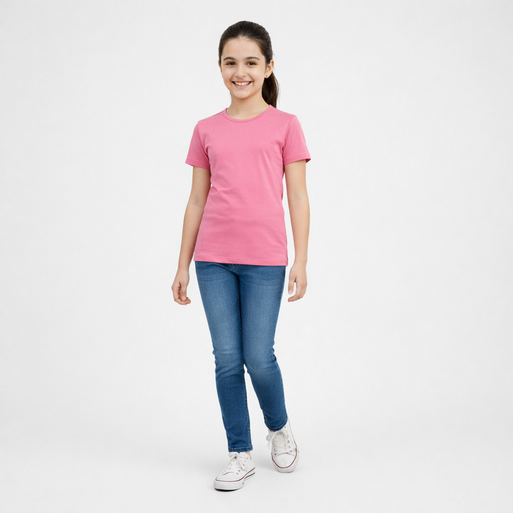CharmnCherish Girls' Cotton Short Sleeve T-Shirt - Pink (Pack of 1)