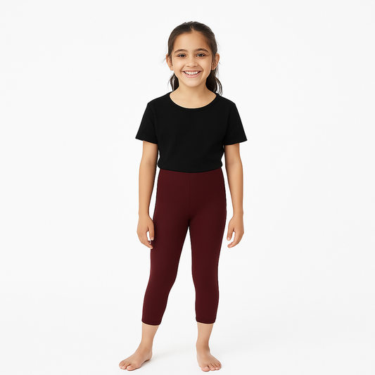 CharmnCherish Girls' 3/4 Leggings Solid Brown Color Pack Of 1