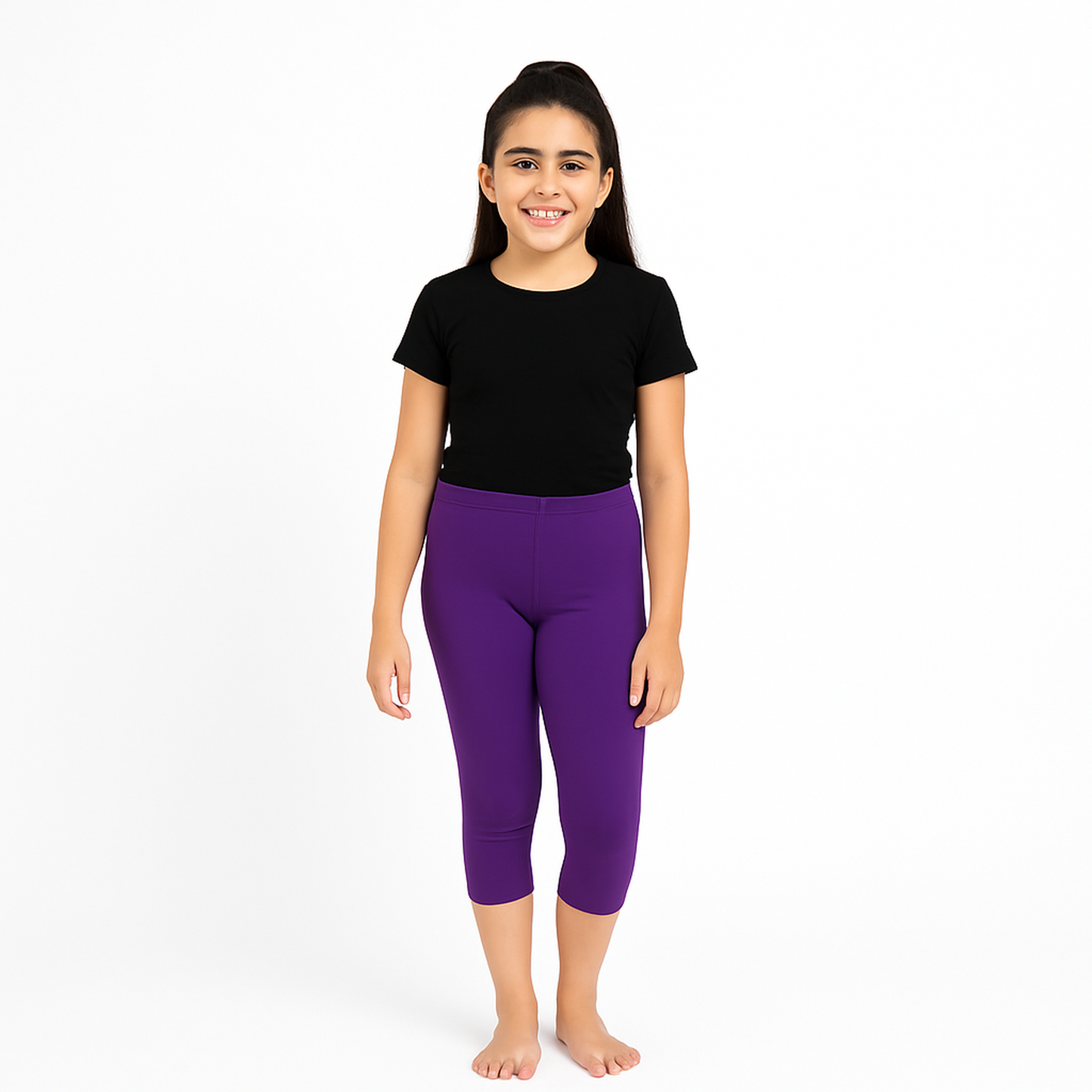 CharmnCherish Girls' 3/4 Leggings Solid Purple Color Pack Of 1