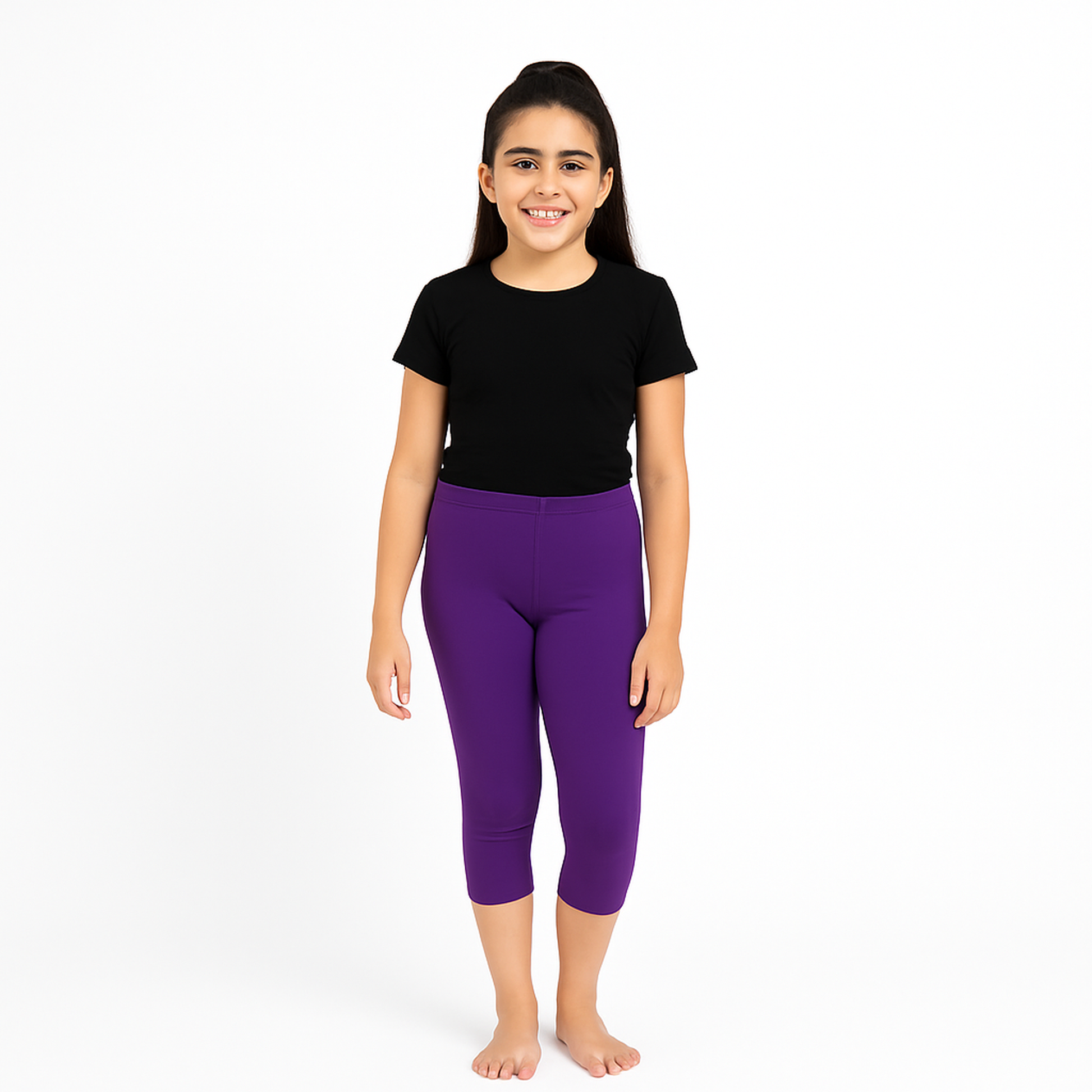 CharmnCherish Girls' 3/4 Leggings Solid Purple Color Pack Of 1