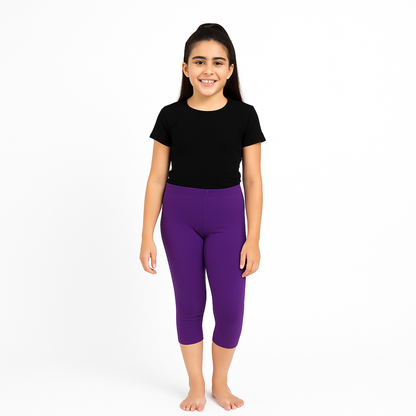 CharmnCherish Girls' 3/4 Leggings Solid Purple Color Pack Of 1