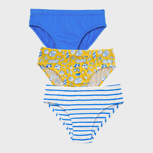 Boys' Cotton Brief - All Over Print ,Stripes  & Solid Color Combo Pack Of 3