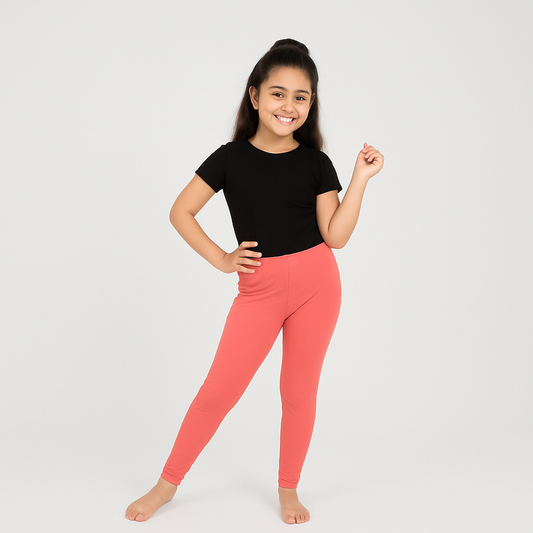 CharmnCherish Girls' Leggings Pack of 1_Coral
