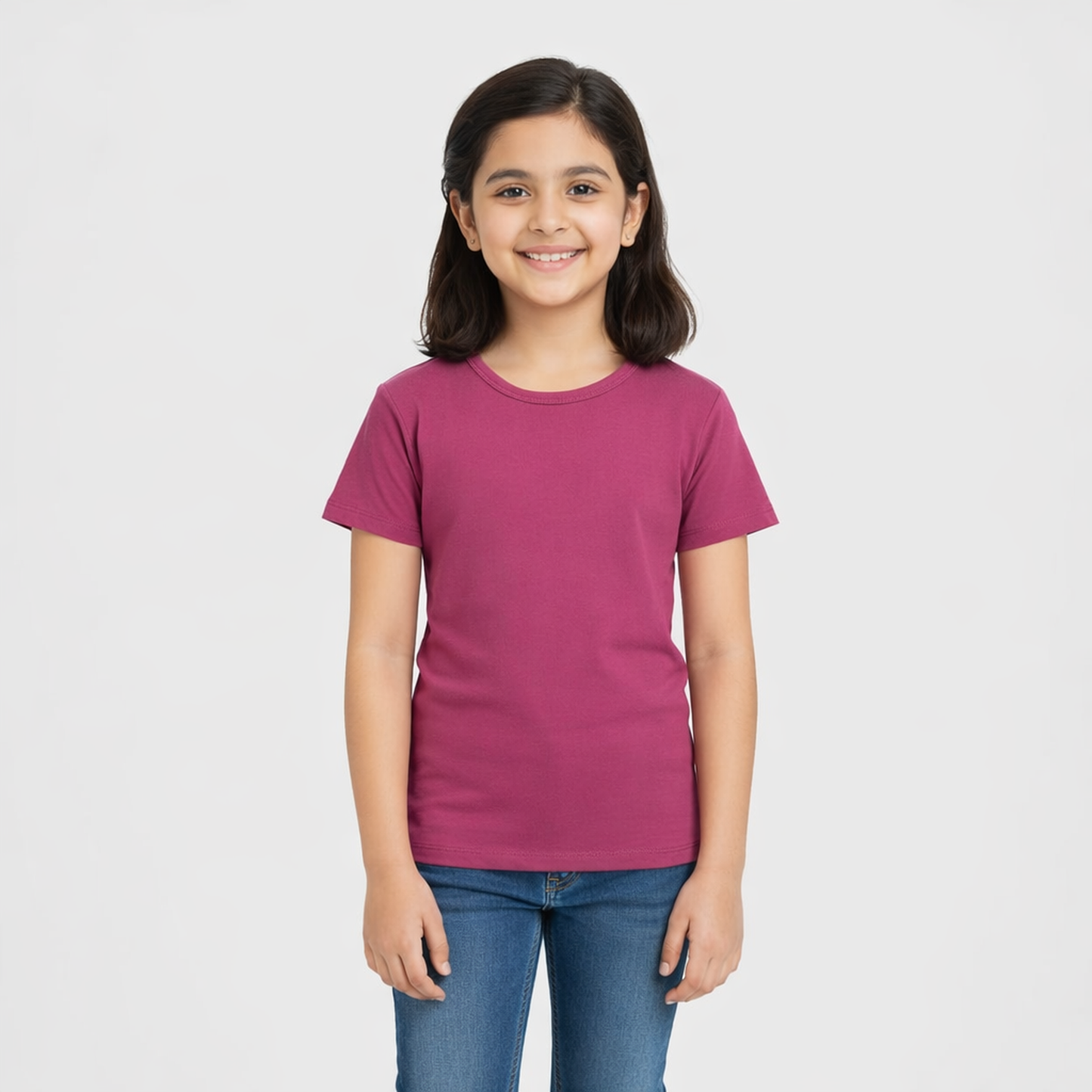 CharmnCherish Girls' Cotton Short Sleeve T-Shirt - Maroon (Pack of 1)