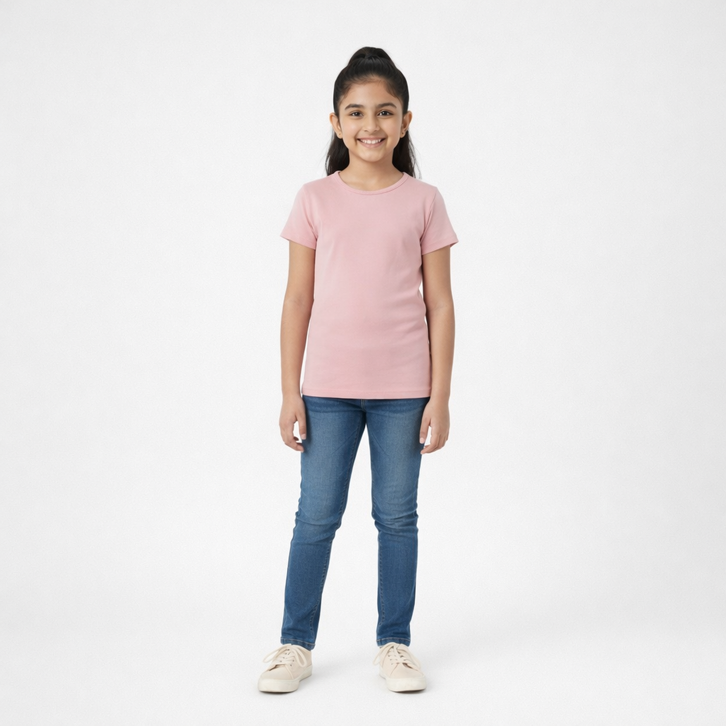 CharmnCherish Girls' Cotton Short Sleeve T-Shirt - Rose Dust (Pack of 1)