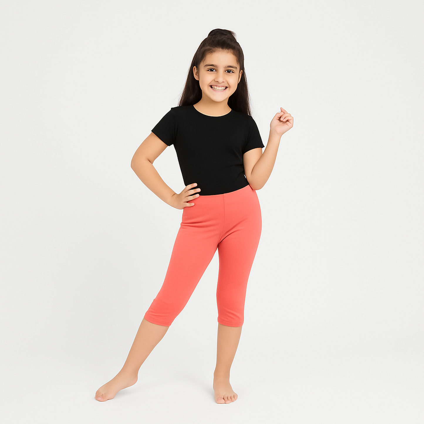 CharmnCherish Girls' 3/4 Leggings Pack of 1_Coral