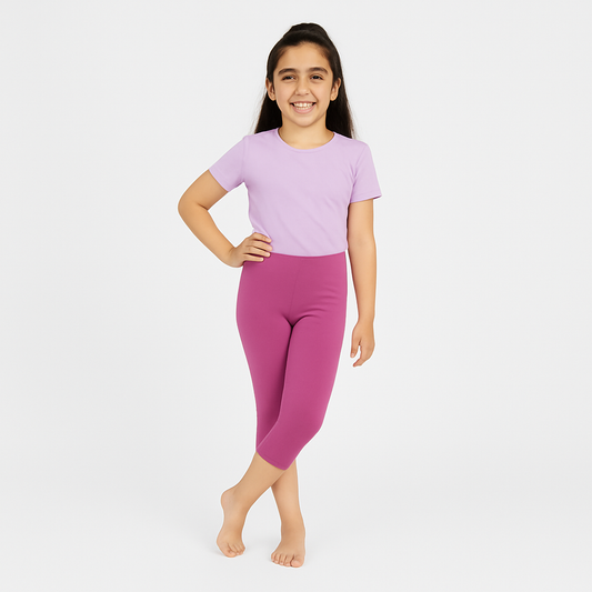 CharmnCherish Girls' 3/4 Leggings Pack of 1_Maroon