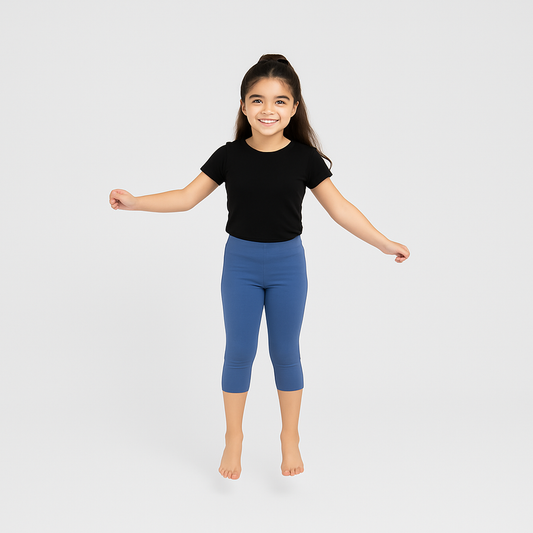 CharmnCherish Girls' 3/4 Leggings Pack of 1_Ink Blue