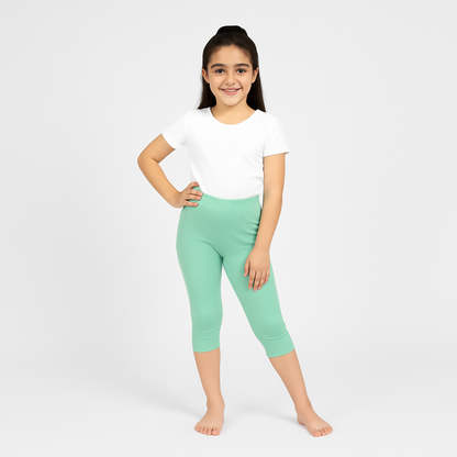 CharmnCherish Girls' 3/4 Leggings Pack of 1_Aqua Green