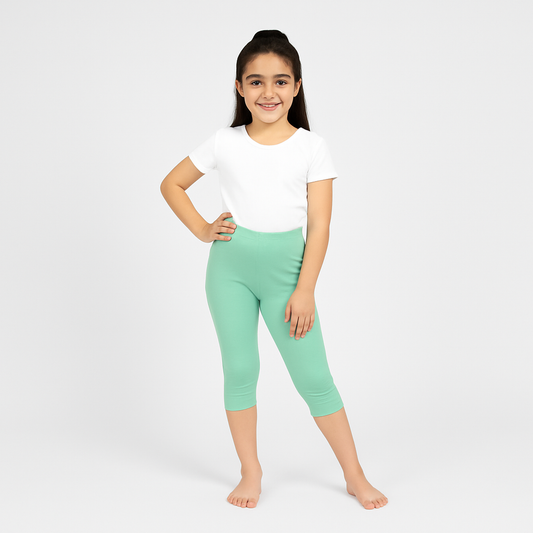 CharmnCherish Girls' 3/4 Leggings Pack of 1_Aqua Green
