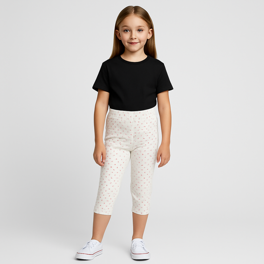 CharmnCherish Girls' 3/4 Leggings Pack of 1_Heart Allover print