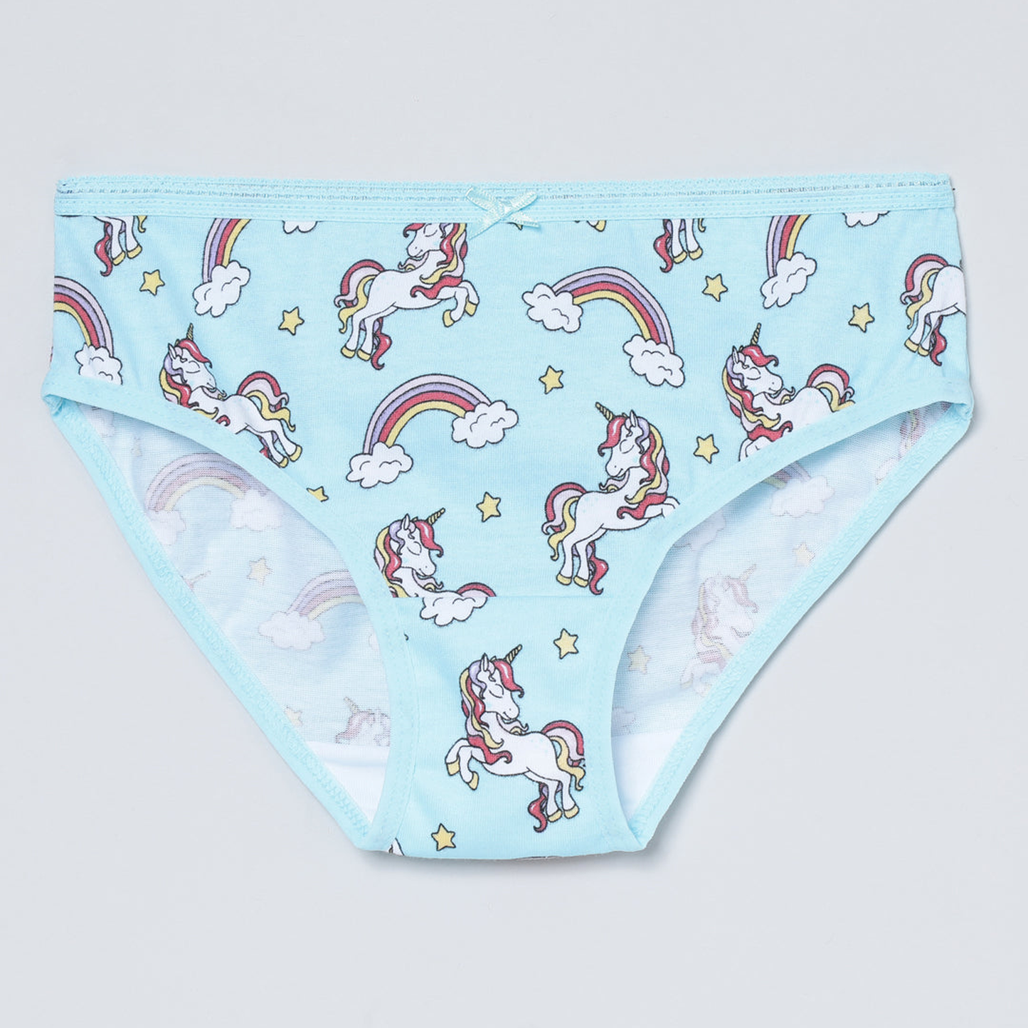 Girls' Cotton Brief - Unicorn All Over Print & Solid Multicolor Brief Pack of 6