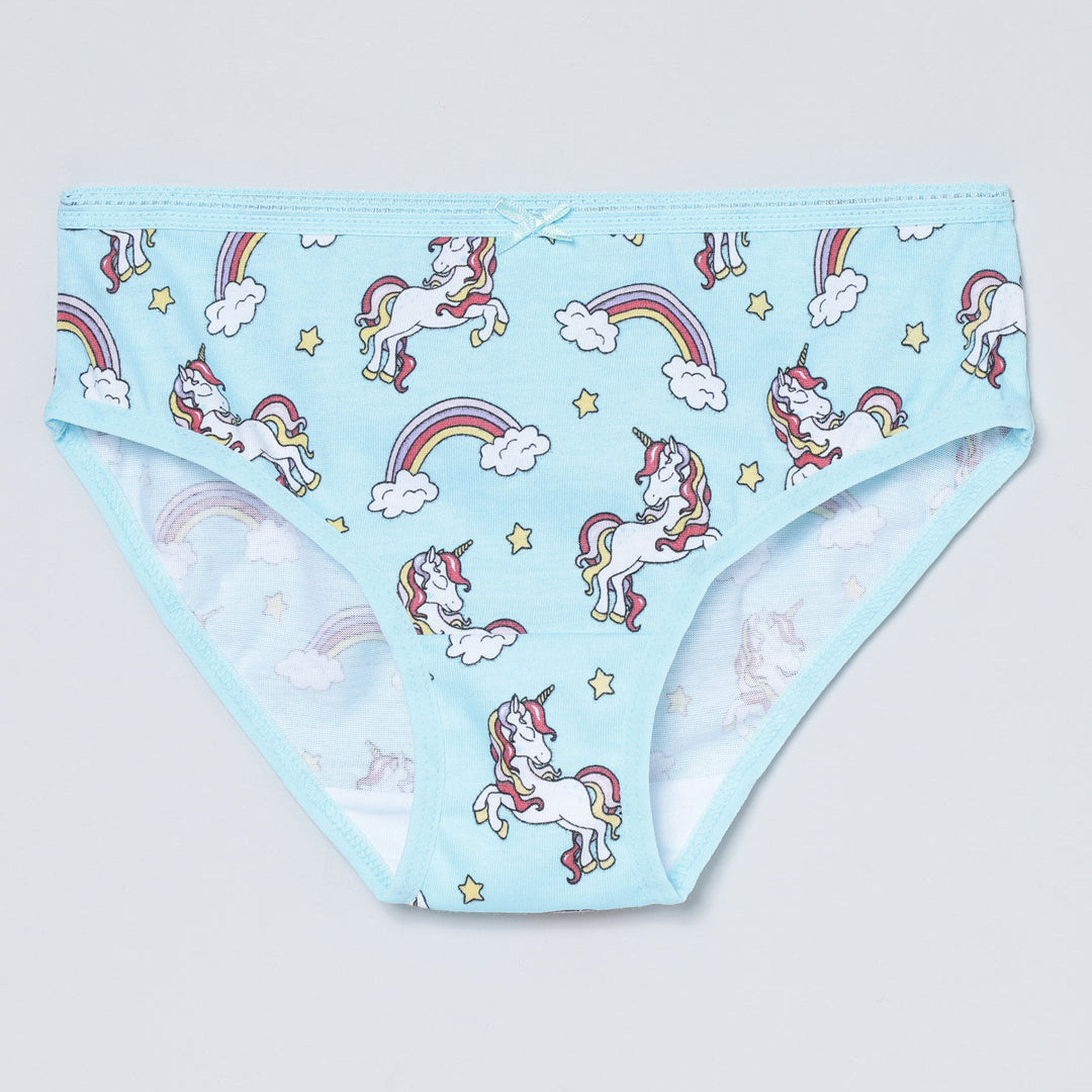 Girls' Cotton Brief - Unicorn All Over Print & Solid Multicolor Brief Pack of 6