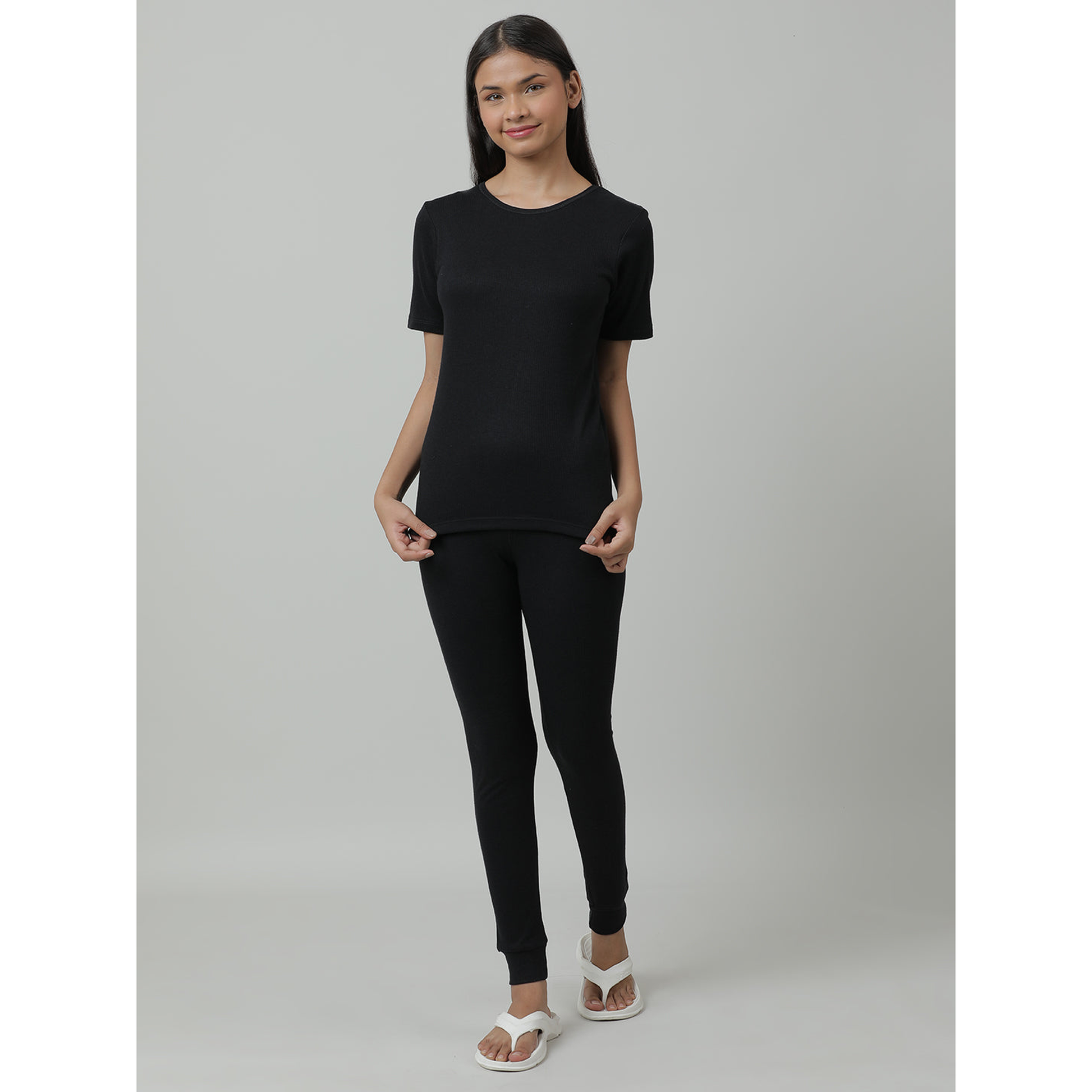 Kids Cotton Thermal Set - Short Sleeve - Black (Pack of 1)