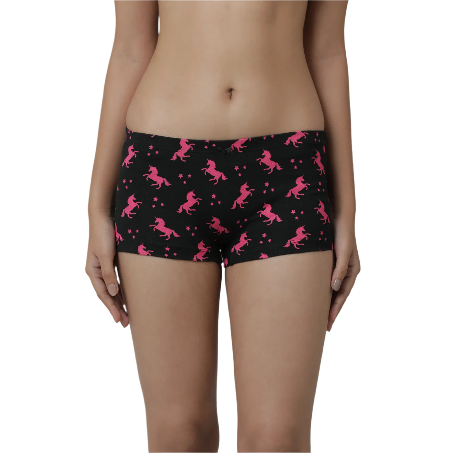 Girls' Cotton Boy Shorts - Unicorn All Over Printed Pack Of 2