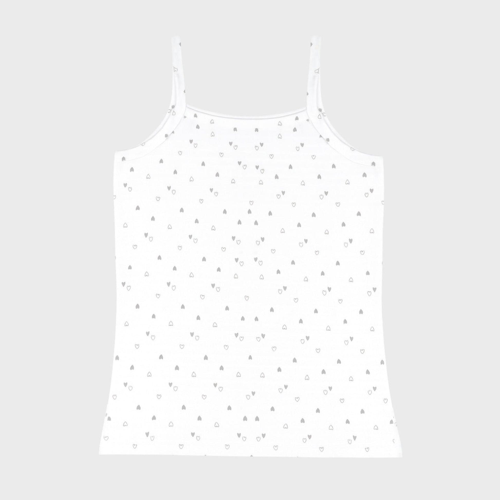 Girls' Cami Vests -Heart Print & Solid color Pack Of 2