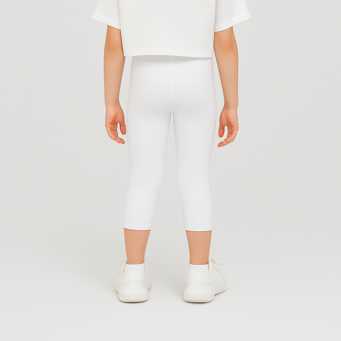 CharmnCherish Girls' 3/4 th Legings Pack Of 1_White - front view