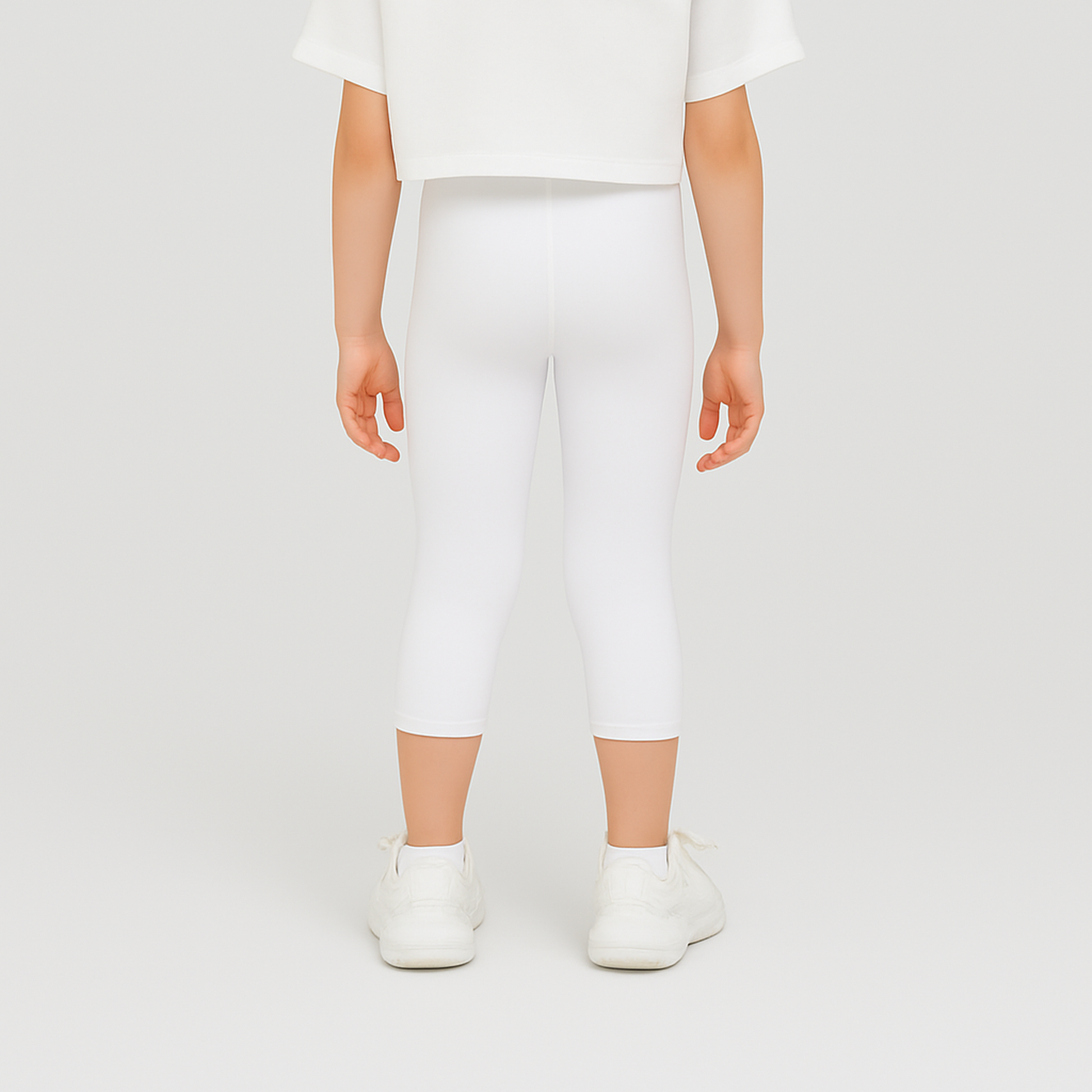 CharmnCherish Girls' 3/4 th Legings Pack Of 1_White - front view