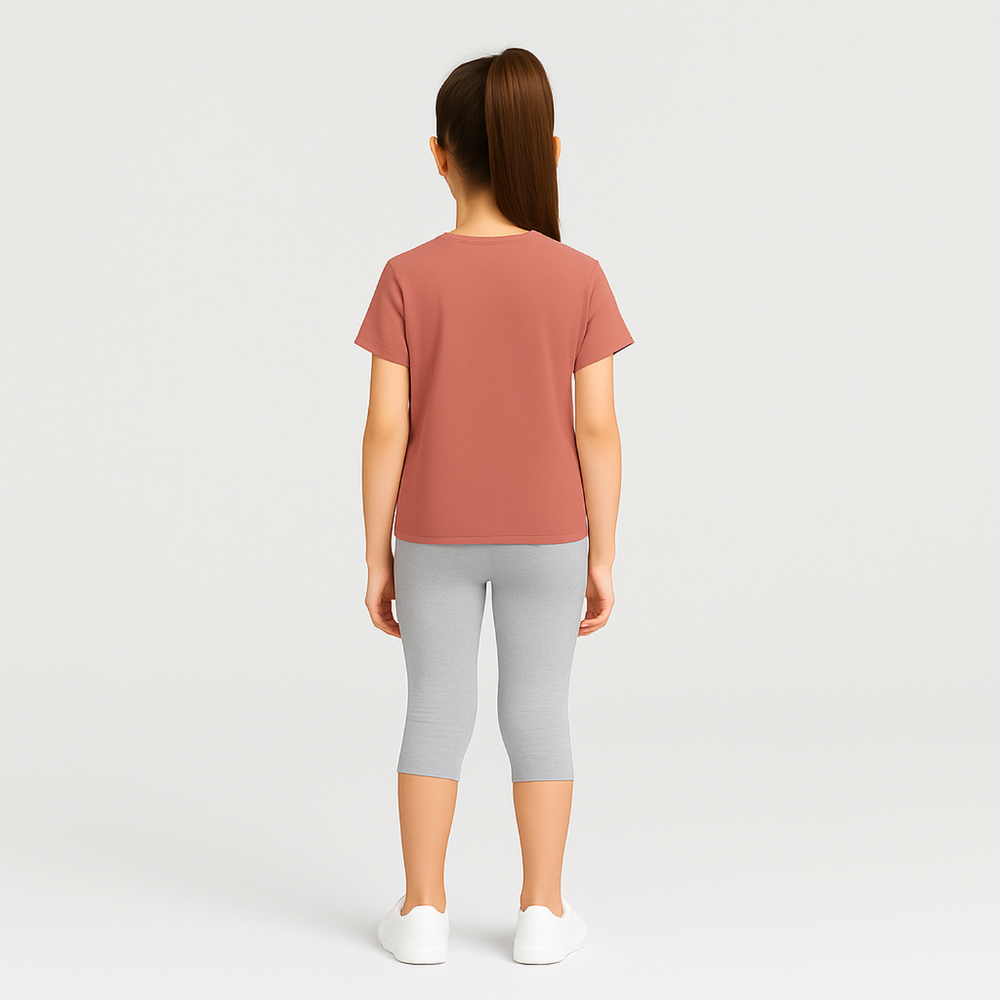 CharmnCherish Girls' 3/4th Legings Pack Of 1_ Grey Melange - front view