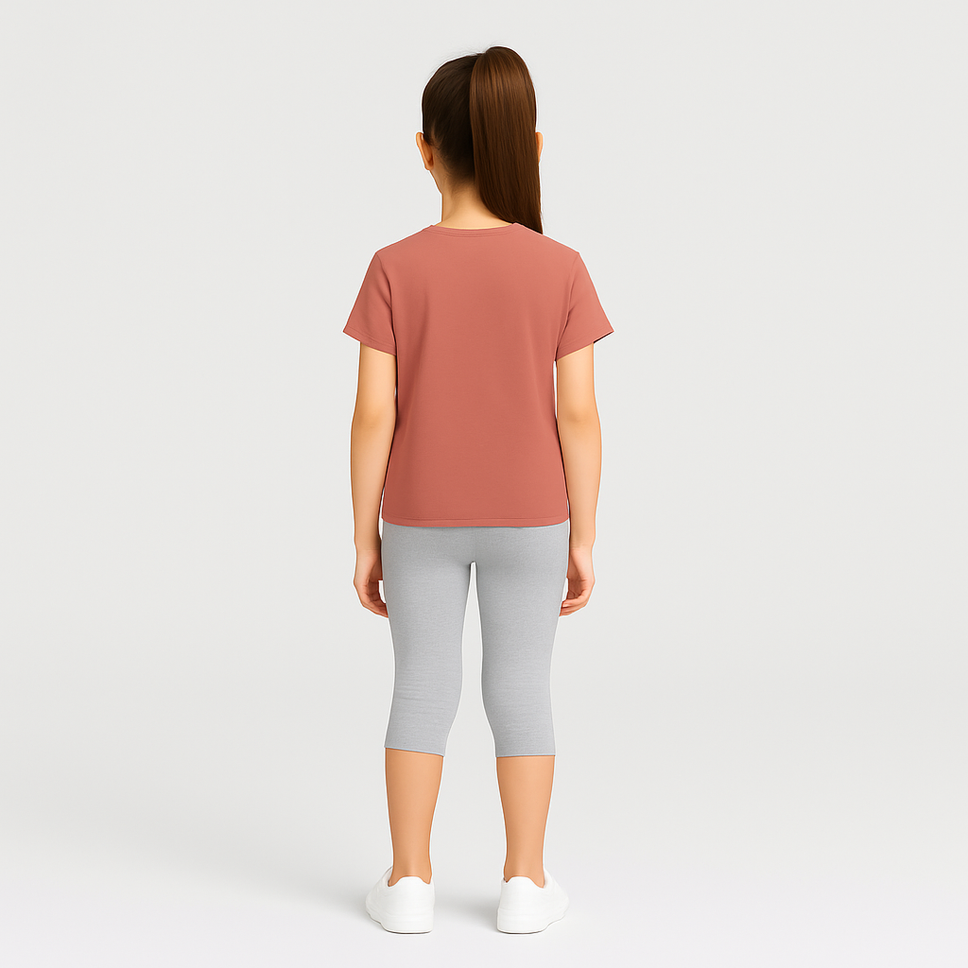 CharmnCherish Girls' 3/4th Legings Pack Of 1_ Grey Melange - front view