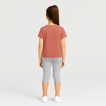 CharmnCherish Girls' 3/4th Legings Pack Of 1_ Grey Melange - front view