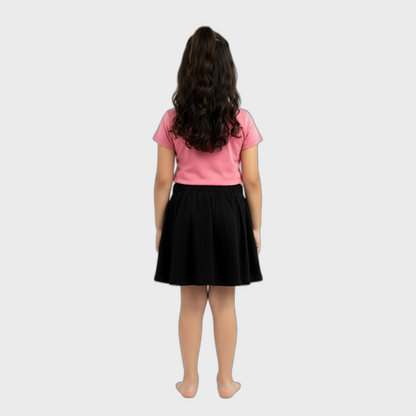 CharmnCherish Girls' Cotton Skirt With Shorts - Solid - Black (Pack of 1) - back view