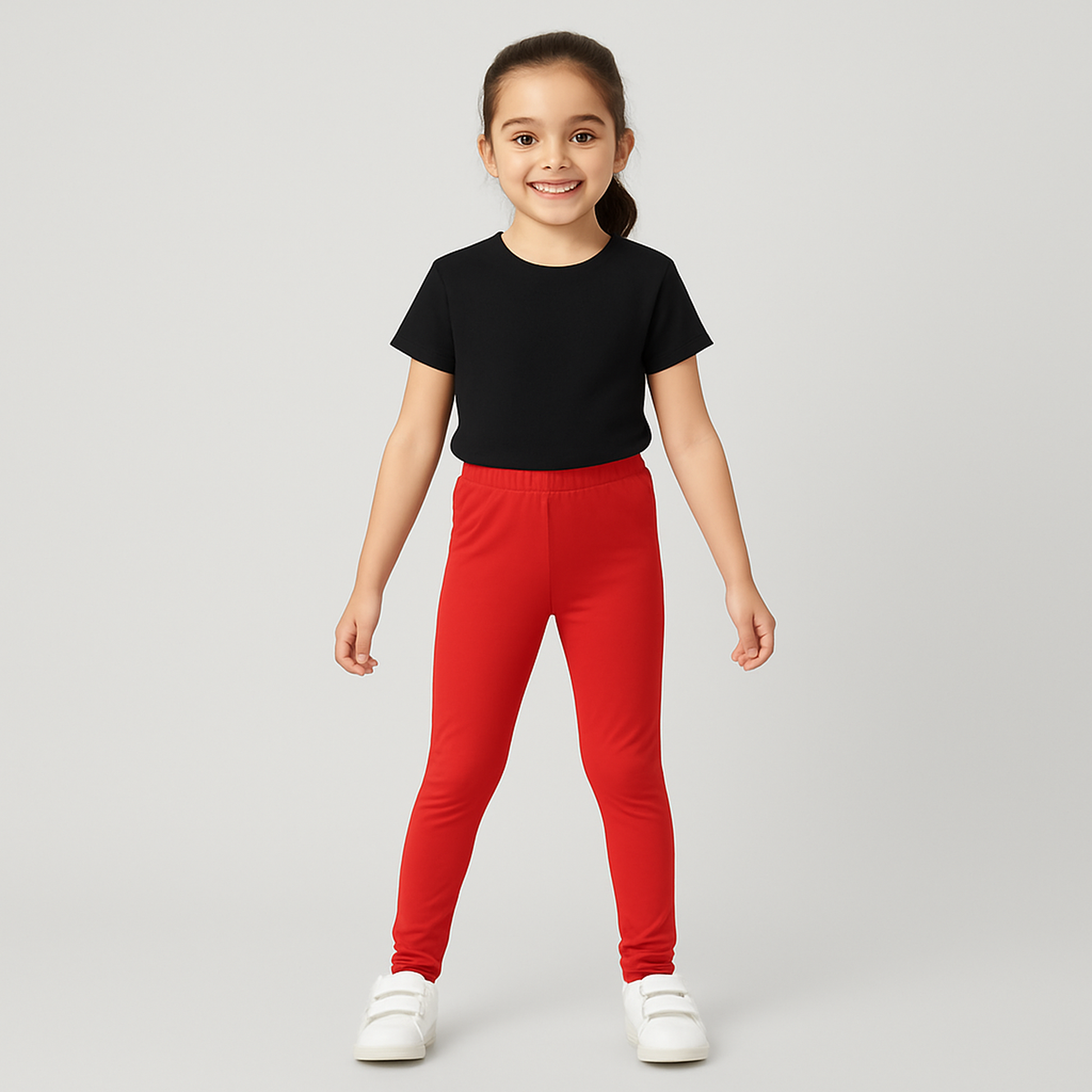 CharmnCherish Girls' Leggings Solid Red Color Pack Of 1 - front view