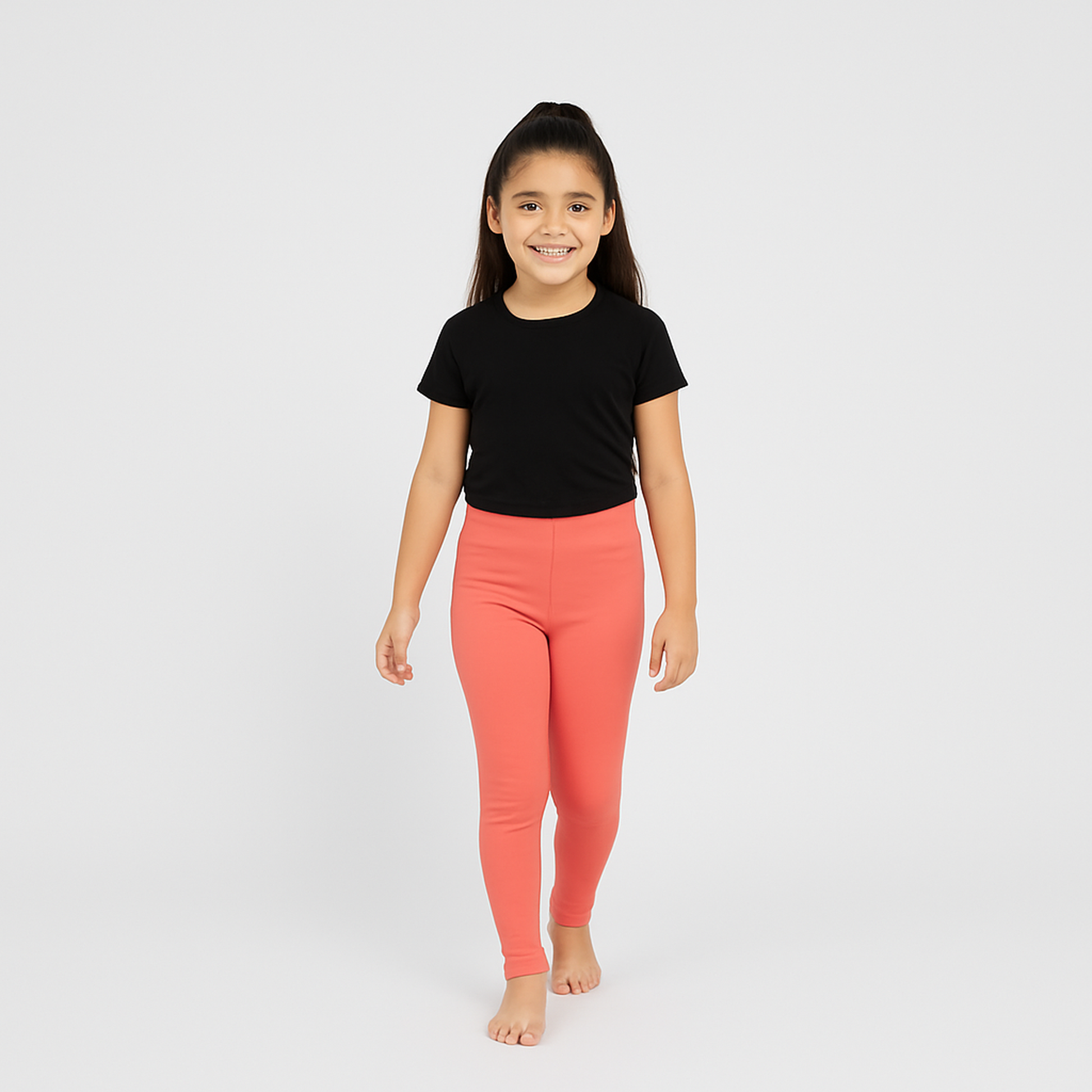 CharmnCherish Girls' Leggings Pack of 1_Coral - front view