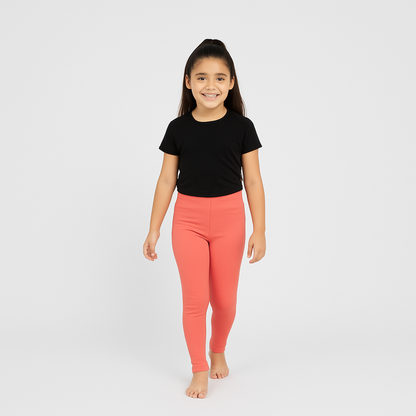 CharmnCherish Girls' Leggings Pack of 1_Coral - front view